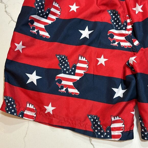 US Polo Association | Stars Stripes Boys Red White Navy Blue Swim Trunks - Picture 9 of 14